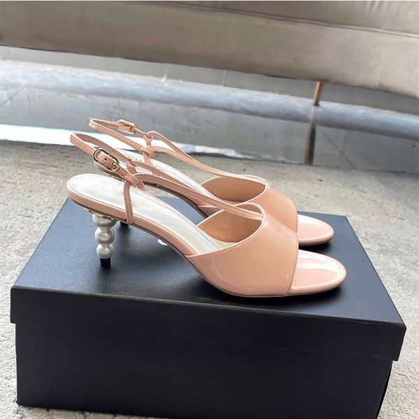 pearl heel sandals patent leather exposed toe summer fashion luxury designer women's shoes outdoors shoe factory delivery with box, Black
pearl heel sandals patent leather exposed toe summer fashion luxury designer women's shoes outdoors shoe factory delivery with box, Black