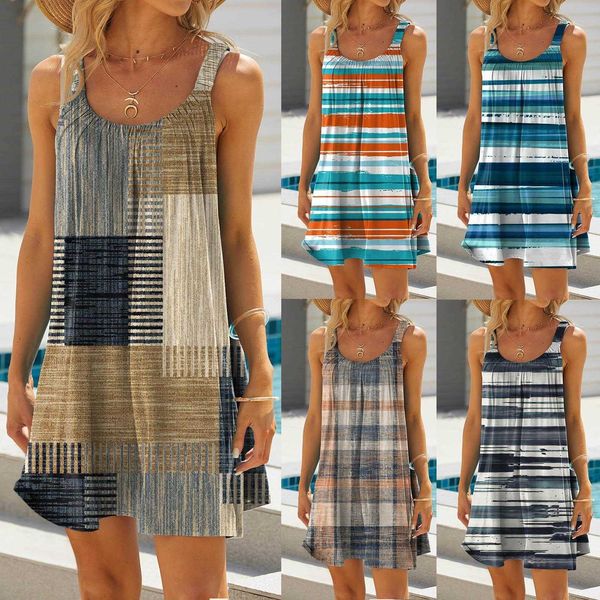 summer dress womens casual colorful striped printed loose sleeveless mid waist suspender, Black;gray
summer dress womens casual colorful striped printed loose sleeveless mid waist suspender, Black;gray