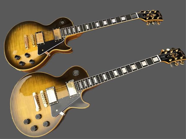custom body flame maple electric guitar, yellow bound premium abr-1 bridge guitar oem
custom body flame maple electric guitar, yellow bound premium abr-1 bridge guitar oem