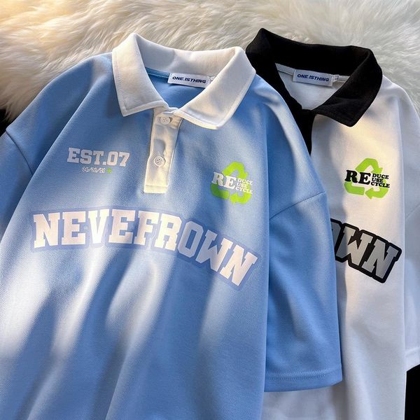 sky blue vintage letter print polo collar t shirts short sleeve loose casual summer harajuku kawaii teenage korean, White
sky blue vintage letter print polo collar t shirts short sleeve loose casual summer harajuku kawaii teenage korean, White