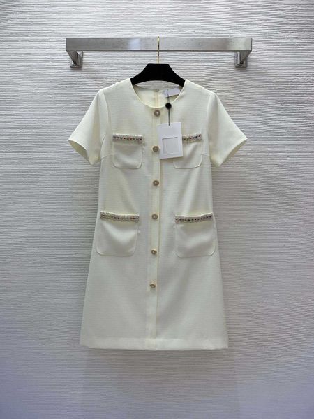 23ss summer dresses women dress women designer clothes heavy industry colorful diamond studded bead single breasted round neck short sleeve, Black;gray
23ss summer dresses women dress women designer clothes heavy industry colorful diamond studded bead single breasted round neck short sleeve, Black;gray