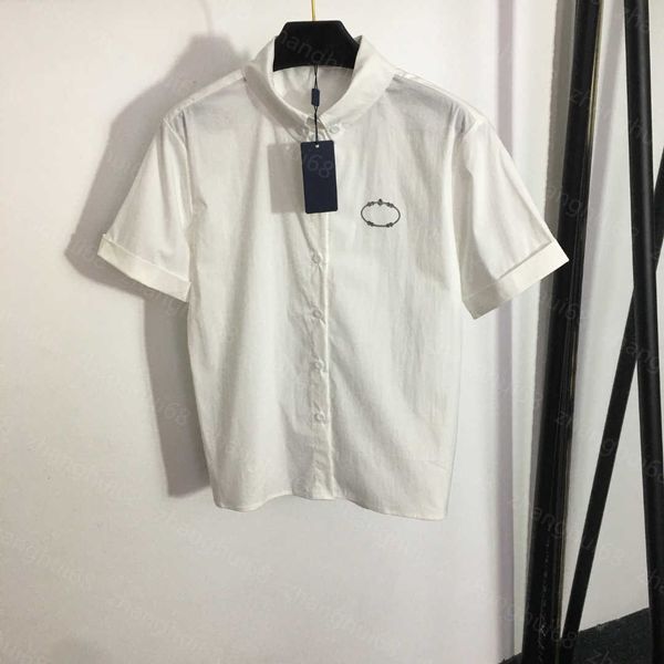 23ss womens designer clothing high neck blouse women shirt summer new lapel monogram insignia cotton short-sleeved shirt women clothes, White
23ss womens designer clothing high neck blouse women shirt summer new lapel monogram insignia cotton short-sleeved shirt women clothes, White