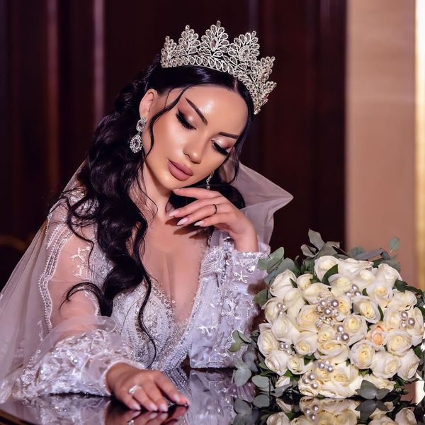 new party prom bride headwear upscale light luxury crown ab diamond exaggerated half round alloy crown ts-0021, Silver
new party prom bride headwear upscale light luxury crown ab diamond exaggerated half round alloy crown ts-0021, Silver