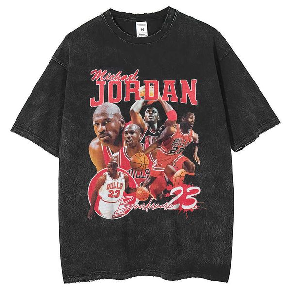 250g washed worn short sleeve t-shirt oversized bull basketball print fashion t-shirt, White;black
250g washed worn short sleeve t-shirt oversized bull basketball print fashion t-shirt, White;black