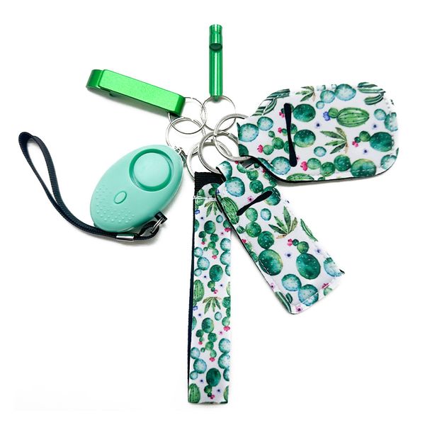 green self-defending key chain six-piece wrist strap liquid bottle sleeve alarm whistle opener security key chain, Silver
green self-defending key chain six-piece wrist strap liquid bottle sleeve alarm whistle opener security key chain, Silver