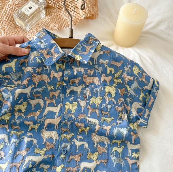 printing cartoon baby suit short-sleeved shirt in summer, White