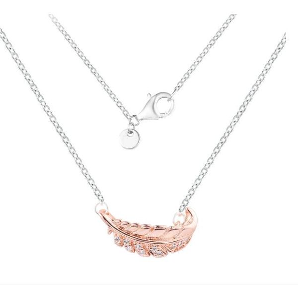 2023 new 925 sterling silver two-tone floating curved feather collier necklaces for women jewelry link chain collares wholesale
2023 new 925 sterling silver two-tone floating curved feather collier necklaces for women jewelry link chain collares wholesale
