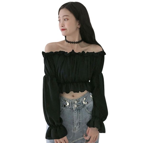 autumn women puff sleeve blouses solid color long sleeve off shoulder high waist, White
autumn women puff sleeve blouses solid color long sleeve off shoulder high waist, White