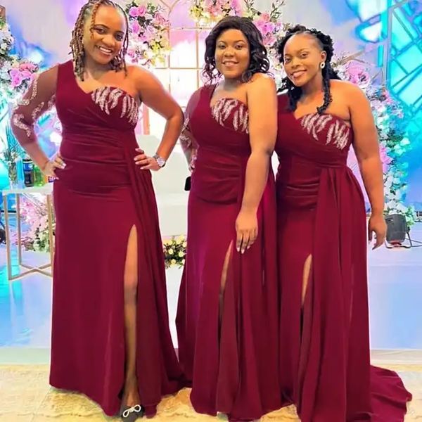 burgundy african girls long mermaid bridesmaid dresses elegant one shoulder sequined formal party gowns peplum side slit maid of honor weddi, White;pink
burgundy african girls long mermaid bridesmaid dresses elegant one shoulder sequined formal party gowns peplum side slit maid of honor weddi, White;pink
