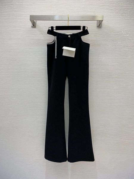 23ss womens pants women designer clothes summer style slim and digging out design off the waist chain water diamond micro horn pants suit wo, Black
23ss womens pants women designer clothes summer style slim and digging out design off the waist chain water diamond micro horn pants suit wo, Black