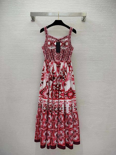 23ss summer dresses women dress women designer clothes mayolika pattern printed waist shrinking large swing bra strap dress women clothes, Black;gray
23ss summer dresses women dress women designer clothes mayolika pattern printed waist shrinking large swing bra strap dress women clothes, Black;gray