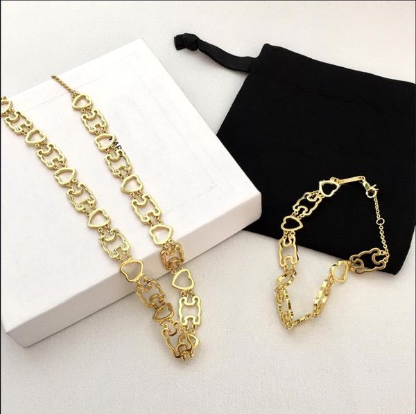 new designed triomphe hollow love tandem pendant necklace bracelet earring brass gold plated women designer jewelry sets ce11, Black
new designed triomphe hollow love tandem pendant necklace bracelet earring brass gold plated women designer jewelry sets ce11, Black