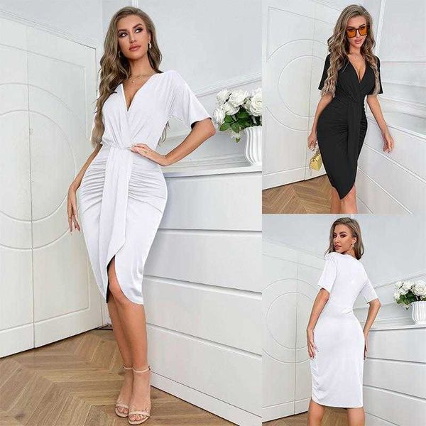 v neck irregular dress womens summer temperament elegant short sleeve a line pleating midi, Black;gray
v neck irregular dress womens summer temperament elegant short sleeve a line pleating midi, Black;gray