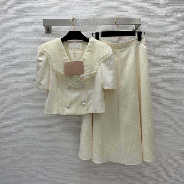 23ss skirt set women designer clothes new style sweet large lapel short sleeved jacket large hem long skirt two-piece set women clothes, White
23ss skirt set women designer clothes new style sweet large lapel short sleeved jacket large hem long skirt two-piece set women clothes, White