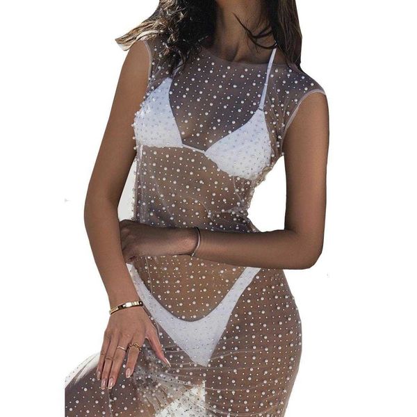 spring and summer womens fashion dresses mesh rhinestone beaded sleeveless dress, Black;gray
spring and summer womens fashion dresses mesh rhinestone beaded sleeveless dress, Black;gray