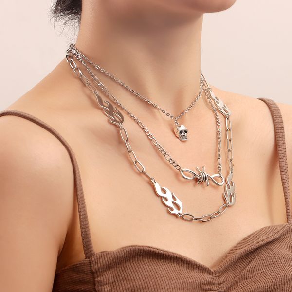 unique design necklace designer jewlery punk multi-layer flame styling ins metal wind necklace female skull collarbone necklace necklace for, Silver
unique design necklace designer jewlery punk multi-layer flame styling ins metal wind necklace female skull collarbone necklace necklace for, Silver