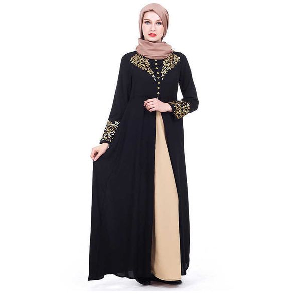 women's clothing 2022 muslim robe fashion gilded printed night club dress slimming dresses, White;black
women's clothing 2022 muslim robe fashion gilded printed night club dress slimming dresses, White;black