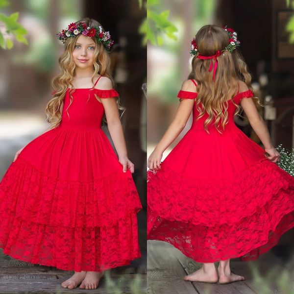 red flower girls dresses spaghetti tiered lace skirt a line wedding flower girl host birthday dress, White;blue
red flower girls dresses spaghetti tiered lace skirt a line wedding flower girl host birthday dress, White;blue