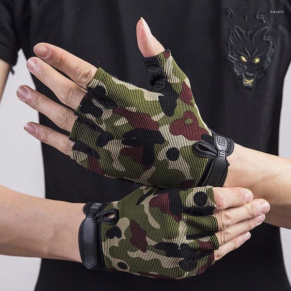 Image of Cycling Gloves Anti-Slip Half Finger Sweat Absorption Breathable Fishing Hunting Outdoor Tactical Sport Equipment Camping