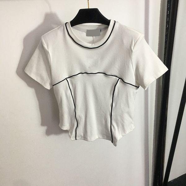fashion letter embroidery tees summer slim knit shirt 2 colors breathable girls camis designer elastic sport clothing, White
fashion letter embroidery tees summer slim knit shirt 2 colors breathable girls camis designer elastic sport clothing, White