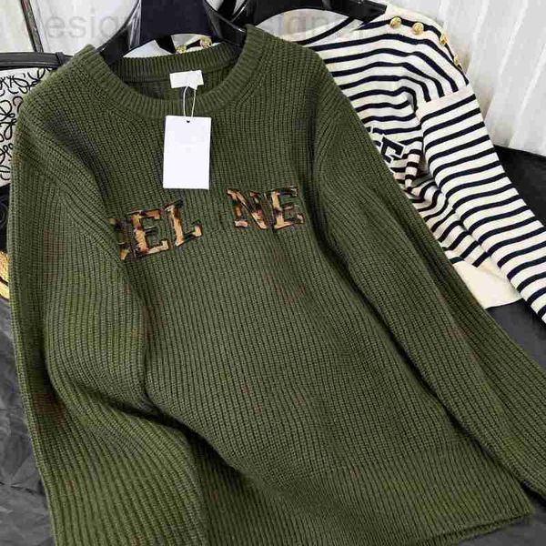 women's sweaters designer qiudong army green round neck wool sweater pullover leopard patch high end wear 5cnp, White;black
women's sweaters designer qiudong army green round neck wool sweater pullover leopard patch high end wear 5cnp, White;black