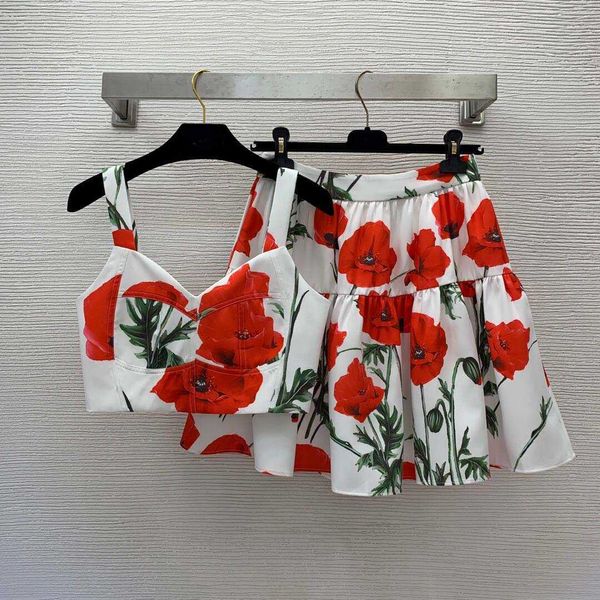 23ss skirt set women designer clothes fashion flower print bra strap high waist slim fluffy large swing half skirt set women clothes, White
23ss skirt set women designer clothes fashion flower print bra strap high waist slim fluffy large swing half skirt set women clothes, White