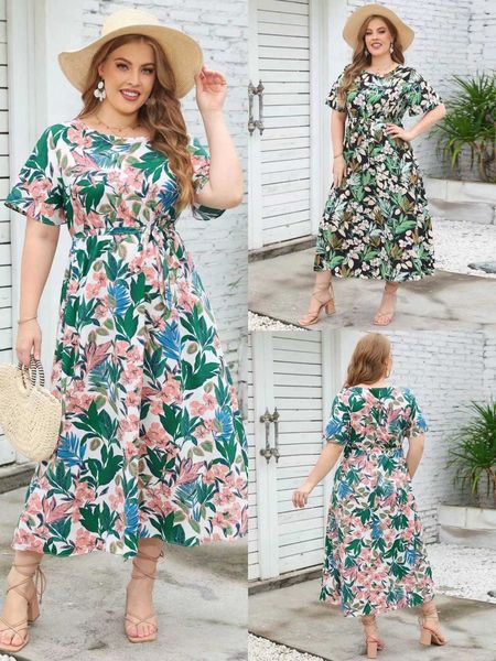 summer round neck short casual dresses sleeves printed sleeve large size womens clothing plump girls waist dress, Black;gray
summer round neck short casual dresses sleeves printed sleeve large size womens clothing plump girls waist dress, Black;gray