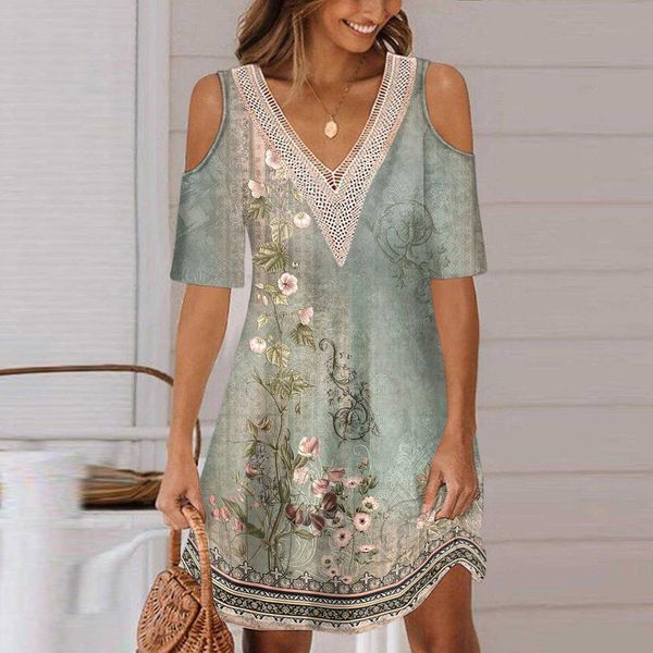 summer womens printed off dress the shoulder v neck t shirt skirt lace collar, Black;gray
summer womens printed off dress the shoulder v neck t shirt skirt lace collar, Black;gray