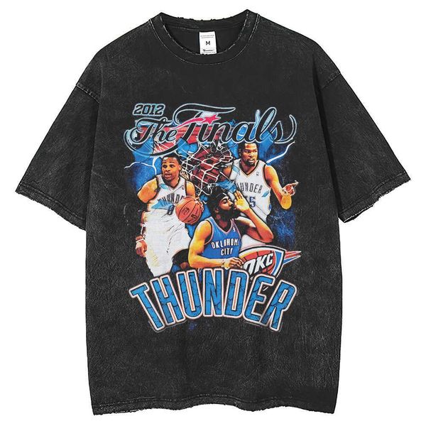 men's hip-hop trendy t-shirt men's re washed water made men's short sleeved trendy thunder team portrait t-shirt, White;black
men's hip-hop trendy t-shirt men's re washed water made men's short sleeved trendy thunder team portrait t-shirt, White;black