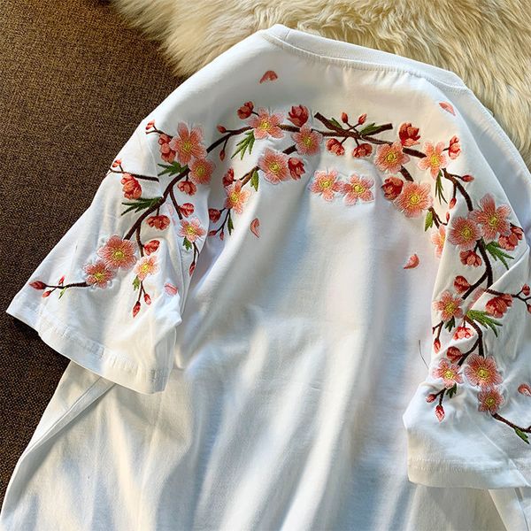 aesthetic japan style cherry blossoms embroidery t shirts women girls cotton summer tee o-neck loose casual, White
aesthetic japan style cherry blossoms embroidery t shirts women girls cotton summer tee o-neck loose casual, White
