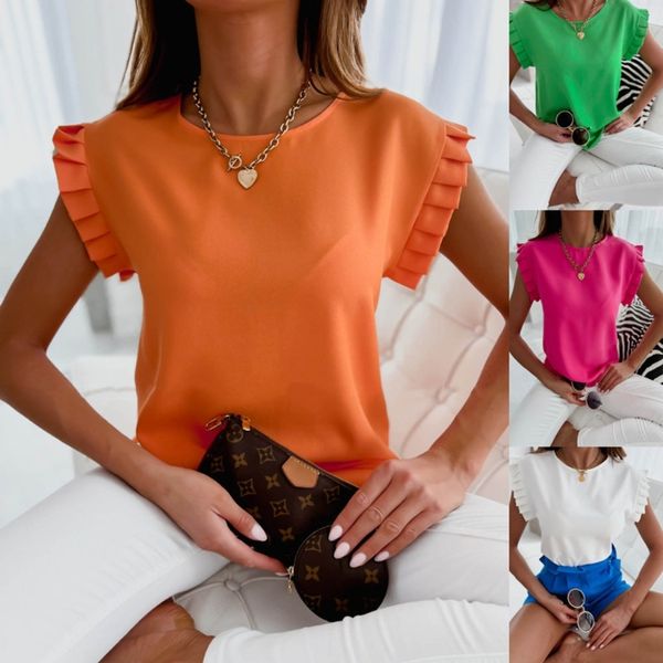 women round neck lace solid shirt ruffle short sleeves casual daily office wearing cloth loose fit t-shirts for daily, White
women round neck lace solid shirt ruffle short sleeves casual daily office wearing cloth loose fit t-shirts for daily, White