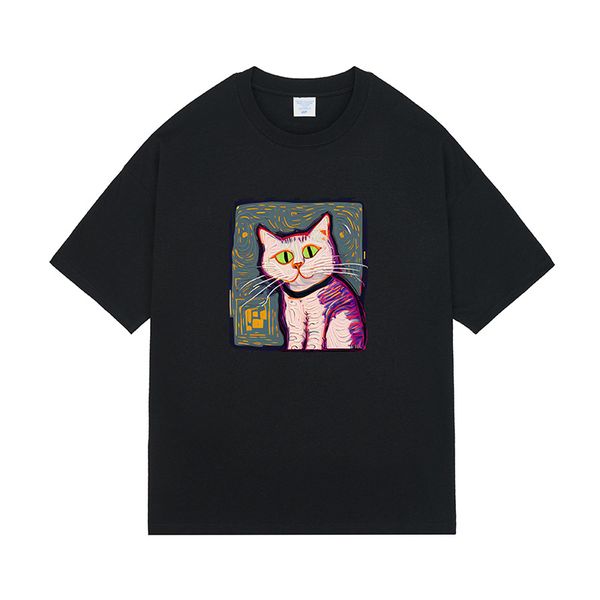 men's 2023 summer japanese round neck fashion cartoon cat print oil painting sleeved t-shirts men wholesale, White;black
men's 2023 summer japanese round neck fashion cartoon cat print oil painting sleeved t-shirts men wholesale, White;black