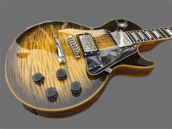 custom neck and body flame maple guitars, yellow metal accessories, oem guitars456
custom neck and body flame maple guitars, yellow metal accessories, oem guitars456