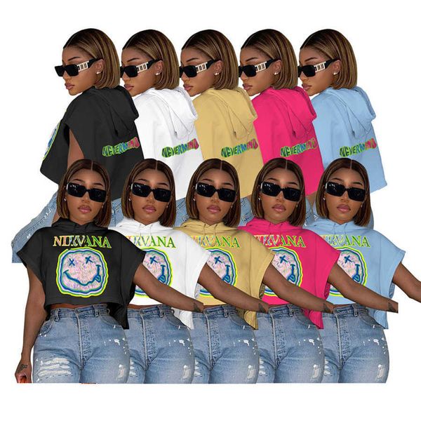 designer womens t shirt fashion summer smiling face printed graphic tee hooded short-sleeved hoodie t-shirt crop for women, White
designer womens t shirt fashion summer smiling face printed graphic tee hooded short-sleeved hoodie t-shirt crop for women, White