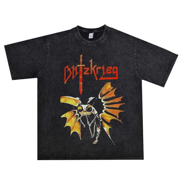 heavy metal rock group blitzkrieg blitzkrieg band t-shirt short sleeve washed worn, White;black
heavy metal rock group blitzkrieg blitzkrieg band t-shirt short sleeve washed worn, White;black