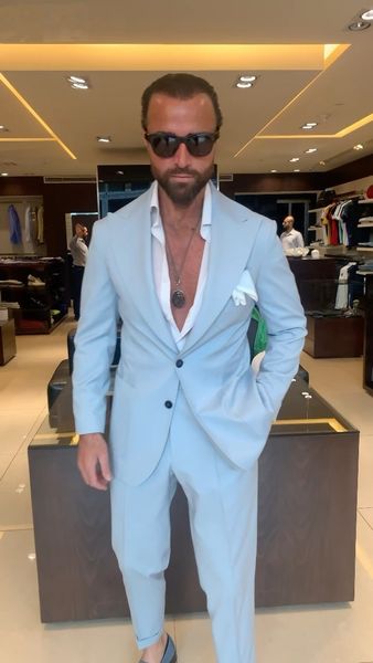 sky blue men suits 2 pieces peaked lapel single breasted blazer sets casual suits for man blazer jacket tuxedos wear coat+pant wedding tuxed, Black;gray
sky blue men suits 2 pieces peaked lapel single breasted blazer sets casual suits for man blazer jacket tuxedos wear coat+pant wedding tuxed, Black;gray