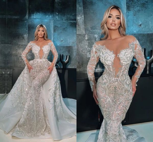 sparkle sequined lace middle east mermaid wedding dresses with detachable train long sleeves vintage bridal gowns dubai arabic turkish moroc, White
sparkle sequined lace middle east mermaid wedding dresses with detachable train long sleeves vintage bridal gowns dubai arabic turkish moroc, White