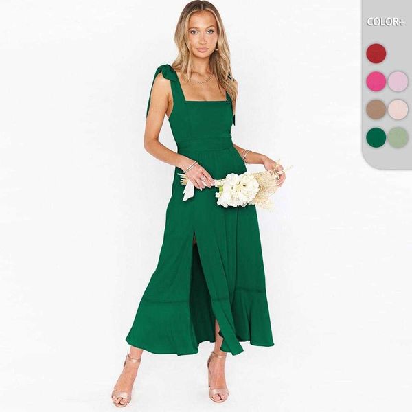 fashion suspenders dress slit bridesmaid design simple solid color flounced skirt summer women, Black;gray
fashion suspenders dress slit bridesmaid design simple solid color flounced skirt summer women, Black;gray