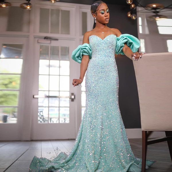 sparkly light blue evening dress sequined formal occasion elegant party mermaid prom dresses sheath off the shoulder robe de bal custom gown, Black
sparkly light blue evening dress sequined formal occasion elegant party mermaid prom dresses sheath off the shoulder robe de bal custom gown, Black