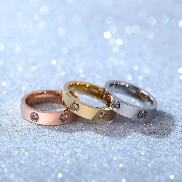 high-quality titanium steel all-nail ring ins card fashion rose gold stainless six-diamond couple, Silver 
high-quality titanium steel all-nail ring ins card fashion rose gold stainless six-diamond couple, Silver