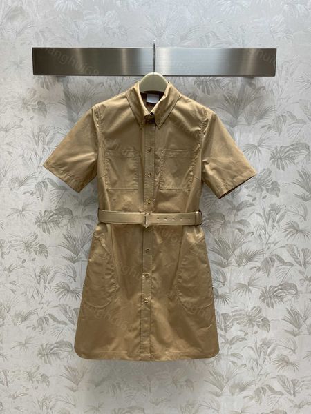 23ss womens designer clothing summer dresses women dress logo gold buckle belt lapel short-sleeved shirt dress womens clothing, Black;gray
23ss womens designer clothing summer dresses women dress logo gold buckle belt lapel short-sleeved shirt dress womens clothing, Black;gray
