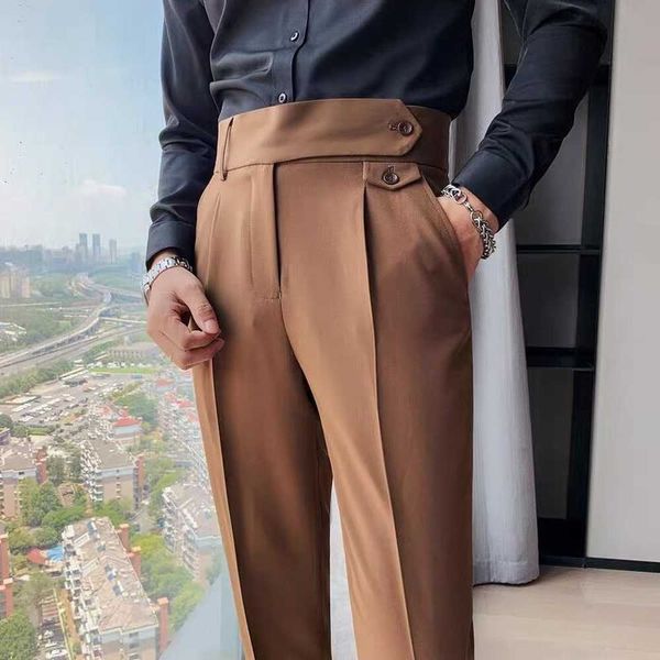 spring summer suit pants men's straight naples ruffian handsome high waist small trousers british style slim trousers, Black
spring summer suit pants men's straight naples ruffian handsome high waist small trousers british style slim trousers, Black