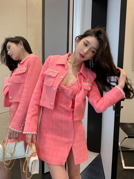 new s-elf portrait pink short coat v-neck slim fit tank dress two piece set, Black;gray
new s-elf portrait pink short coat v-neck slim fit tank dress two piece set, Black;gray