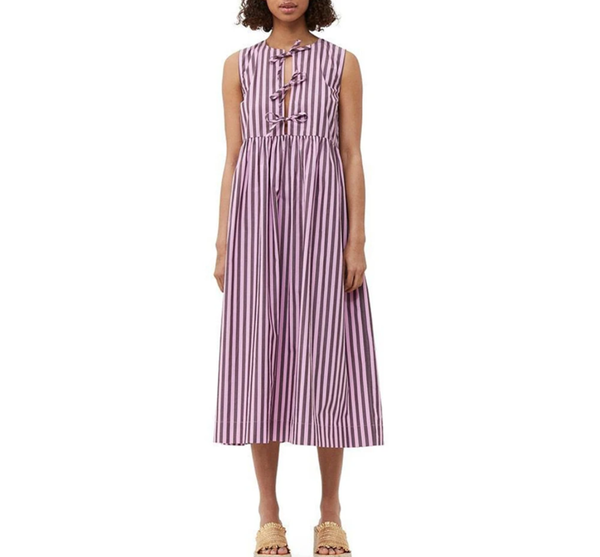 women midi dress bow sleeveless vertical stripe lace-up o-neck tank robes cotton, Black;gray
women midi dress bow sleeveless vertical stripe lace-up o-neck tank robes cotton, Black;gray