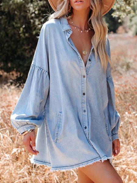 summer dress women 2023 denim vintage female fashion casual blue clothes mini turn-down collar lantern sleeve streetwear, Black;gray
summer dress women 2023 denim vintage female fashion casual blue clothes mini turn-down collar lantern sleeve streetwear, Black;gray