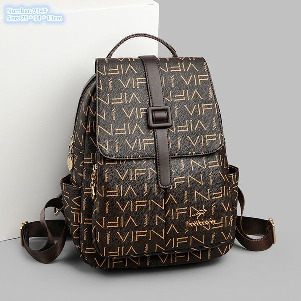 Factory wholesale ladies shoulder bag 5 colors outdoor sports travel leisure leather backpack elegant atmosphere printed handbag flip belt fashion backpacks, Chocolate-914#-km
Factory wholesale ladies shoulder bag 5 colors outdoor sports travel leisure leather backpack elegant atmosphere printed handbag flip belt fashion backpacks, Chocolate-914#-km