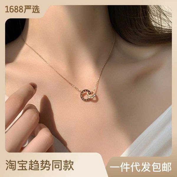 strands strings double ring steel necklace for female niche design interlocking fashion collarbone mesh red classic t-shirt versatile chain, Silver
strands strings double ring steel necklace for female niche design interlocking fashion collarbone mesh red classic t-shirt versatile chain, Silver