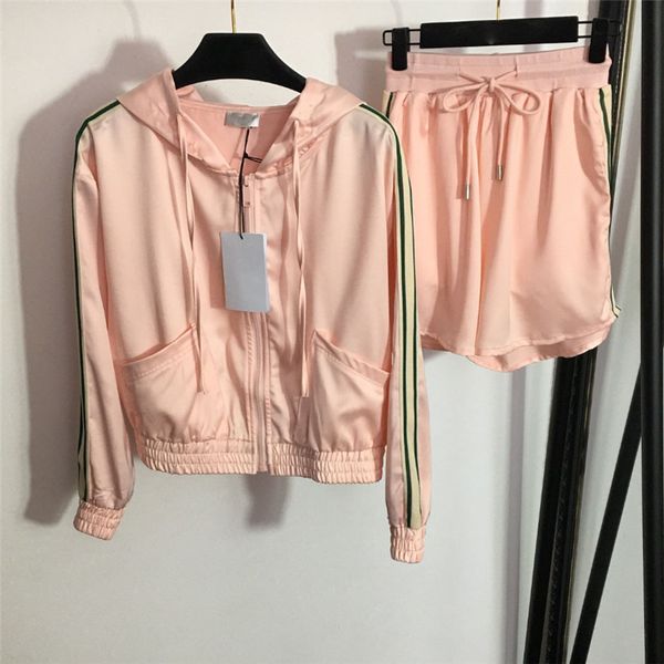 striped ribbon jackets shorts womens tracksuits long sleeve hooded zipper coat elastic waist short pants sports suits, Gray
striped ribbon jackets shorts womens tracksuits long sleeve hooded zipper coat elastic waist short pants sports suits, Gray