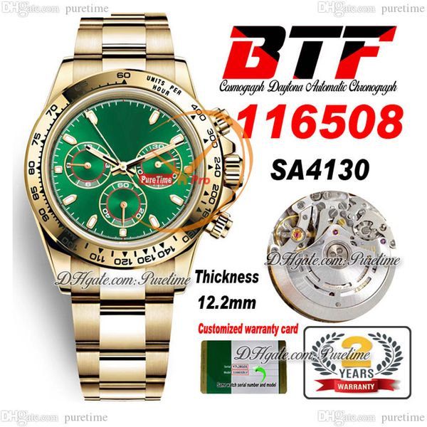 btf better sa4130 automatic chronograph mens watch yellow gold green stick dial 904l oystersteel bracelet super edition th 12.2mm reloj homb, Slivery;brown
btf better sa4130 automatic chronograph mens watch yellow gold green stick dial 904l oystersteel bracelet super edition th 12.2mm reloj homb, Slivery;brown