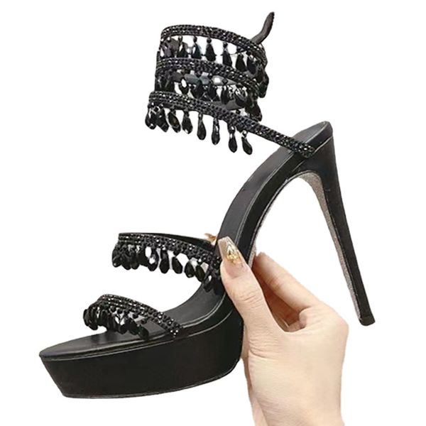 ankle strap stiletto crystal tassels wedding platform sandals high heel formal party designer evening dress shoes women size 43, Black
ankle strap stiletto crystal tassels wedding platform sandals high heel formal party designer evening dress shoes women size 43, Black